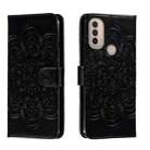 For Motorola Moto E40 Sun Mandala Embossing Pattern Phone Leather Case(Black) - 1