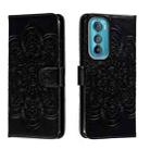 For Motorola Moto Edge 30 Sun Mandala Embossing Pattern Phone Leather Case(Black) - 1