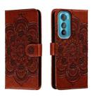 For Motorola Moto Edge 30 Sun Mandala Embossing Pattern Phone Leather Case(Brown) - 1