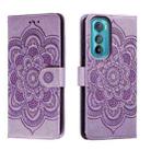 For Motorola Moto Edge 30 Sun Mandala Embossing Pattern Phone Leather Case(Purple) - 1