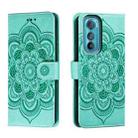 For Motorola Moto Edge 30 Sun Mandala Embossing Pattern Phone Leather Case(Green) - 1