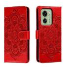 For Motorola Moto Edge 40 Sun Mandala Embossing Pattern Phone Leather Case(Red) - 1