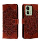 For Motorola Moto Edge 40 Sun Mandala Embossing Pattern Phone Leather Case(Brown) - 1