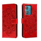 For Motorola Moto Edge 40 Neo Sun Mandala Embossing Pattern Phone Leather Case(Red) - 1