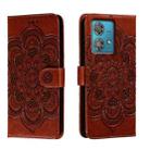 For Motorola Moto Edge 40 Neo Sun Mandala Embossing Pattern Phone Leather Case(Brown) - 1