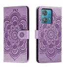 For Motorola Moto Edge 40 Neo Sun Mandala Embossing Pattern Phone Leather Case(Purple) - 1