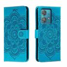 For Motorola Moto Edge 40 Neo Sun Mandala Embossing Pattern Phone Leather Case(Blue) - 1