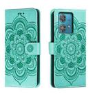 For Motorola Moto Edge 40 Neo Sun Mandala Embossing Pattern Phone Leather Case(Green) - 1