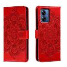 For Motorola Moto G14 Sun Mandala Embossing Pattern Phone Leather Case(Red) - 1