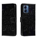 For Motorola Moto G14 Sun Mandala Embossing Pattern Phone Leather Case(Black) - 1