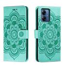 For Motorola Moto G14 Sun Mandala Embossing Pattern Phone Leather Case(Green) - 1