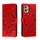 For Motorola Moto G32 Sun Mandala Embossing Pattern Phone Leather Case(Red) - 1