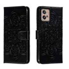 For Motorola Moto G32 Sun Mandala Embossing Pattern Phone Leather Case(Black) - 1