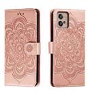 For Motorola Moto G32 Sun Mandala Embossing Pattern Phone Leather Case(Rose Gold) - 1