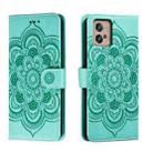 For Motorola Moto G32 Sun Mandala Embossing Pattern Phone Leather Case(Green) - 1