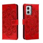 For Motorola Moto G53 Sun Mandala Embossing Pattern Phone Leather Case(Red) - 1