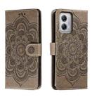 For Motorola Moto G53 Sun Mandala Embossing Pattern Phone Leather Case(Grey) - 1