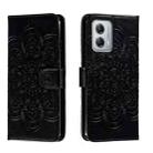 For Motorola Moto G53 Sun Mandala Embossing Pattern Phone Leather Case(Black) - 1