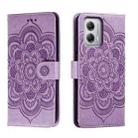 For Motorola Moto G53 Sun Mandala Embossing Pattern Phone Leather Case(Purple) - 1