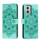 For Motorola Moto G53 Sun Mandala Embossing Pattern Phone Leather Case(Green) - 1