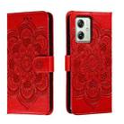 For Motorola Moto G54 Sun Mandala Embossing Pattern Phone Leather Case(Red) - 1