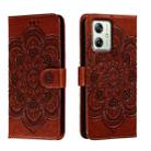 For Motorola Moto G54 Sun Mandala Embossing Pattern Phone Leather Case(Brown) - 1