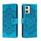 For Motorola Moto G54 Sun Mandala Embossing Pattern Phone Leather Case(Blue) - 1