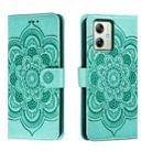 For Motorola Moto G54 Sun Mandala Embossing Pattern Phone Leather Case(Green) - 1