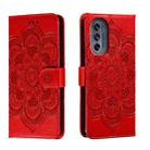 For Motorola Moto G62 5G Sun Mandala Embossing Pattern Phone Leather Case(Red) - 1