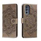 For Motorola Moto G62 5G Sun Mandala Embossing Pattern Phone Leather Case(Grey) - 1