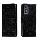 For Motorola Moto G62 5G Sun Mandala Embossing Pattern Phone Leather Case(Black) - 1