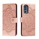 For Motorola Moto G62 5G Sun Mandala Embossing Pattern Phone Leather Case(Rose Gold) - 1