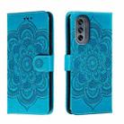 For Motorola Moto G62 5G Sun Mandala Embossing Pattern Phone Leather Case(Blue) - 1