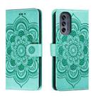 For Motorola Moto G62 5G Sun Mandala Embossing Pattern Phone Leather Case(Green) - 1