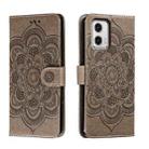 For Motorola Moto G73 Sun Mandala Embossing Pattern Phone Leather Case(Grey) - 1
