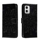 For Motorola Moto G73 Sun Mandala Embossing Pattern Phone Leather Case(Black) - 1