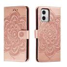 For Motorola Moto G73 Sun Mandala Embossing Pattern Phone Leather Case(Rose Gold) - 1