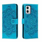 For Motorola Moto G73 Sun Mandala Embossing Pattern Phone Leather Case(Blue) - 1