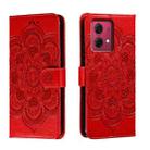 For Motorola Moto G84 Sun Mandala Embossing Pattern Phone Leather Case(Red) - 1