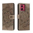 For Motorola Moto G84 Sun Mandala Embossing Pattern Phone Leather Case(Grey) - 1
