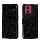 For Motorola Moto G84 Sun Mandala Embossing Pattern Phone Leather Case(Black) - 1