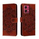 For Motorola Moto G84 Sun Mandala Embossing Pattern Phone Leather Case(Brown) - 1