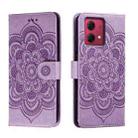 For Motorola Moto G84 Sun Mandala Embossing Pattern Phone Leather Case(Purple) - 1