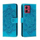 For Motorola Moto G84 Sun Mandala Embossing Pattern Phone Leather Case(Blue) - 1