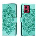 For Motorola Moto G84 Sun Mandala Embossing Pattern Phone Leather Case(Green) - 1