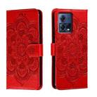 For Motorola Moto S30 Pro Sun Mandala Embossing Pattern Phone Leather Case(Red) - 1
