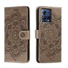 For Motorola Moto S30 Pro Sun Mandala Embossing Pattern Phone Leather Case(Grey) - 1