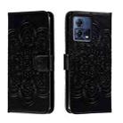 For Motorola Moto S30 Pro Sun Mandala Embossing Pattern Phone Leather Case(Black) - 1