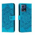 For Motorola Moto S30 Pro Sun Mandala Embossing Pattern Phone Leather Case(Blue) - 1
