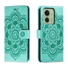 For Motorola Edge 40 Sun Mandala Embossing Pattern Phone Leather Case(Green) - 1